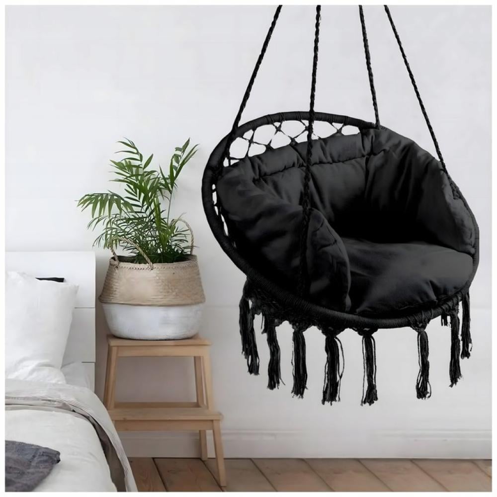 Кресло подвесное бразильское качели Bonro B-092-3 с крепкой конструкцией и подушкой до 120 кг Черный (147-76-42400929) Кресло подвесное бразильское качели Bonro B-092-3 с крепкой конструкцией и подушкой до 120 кг Черный (147-76-42400929)