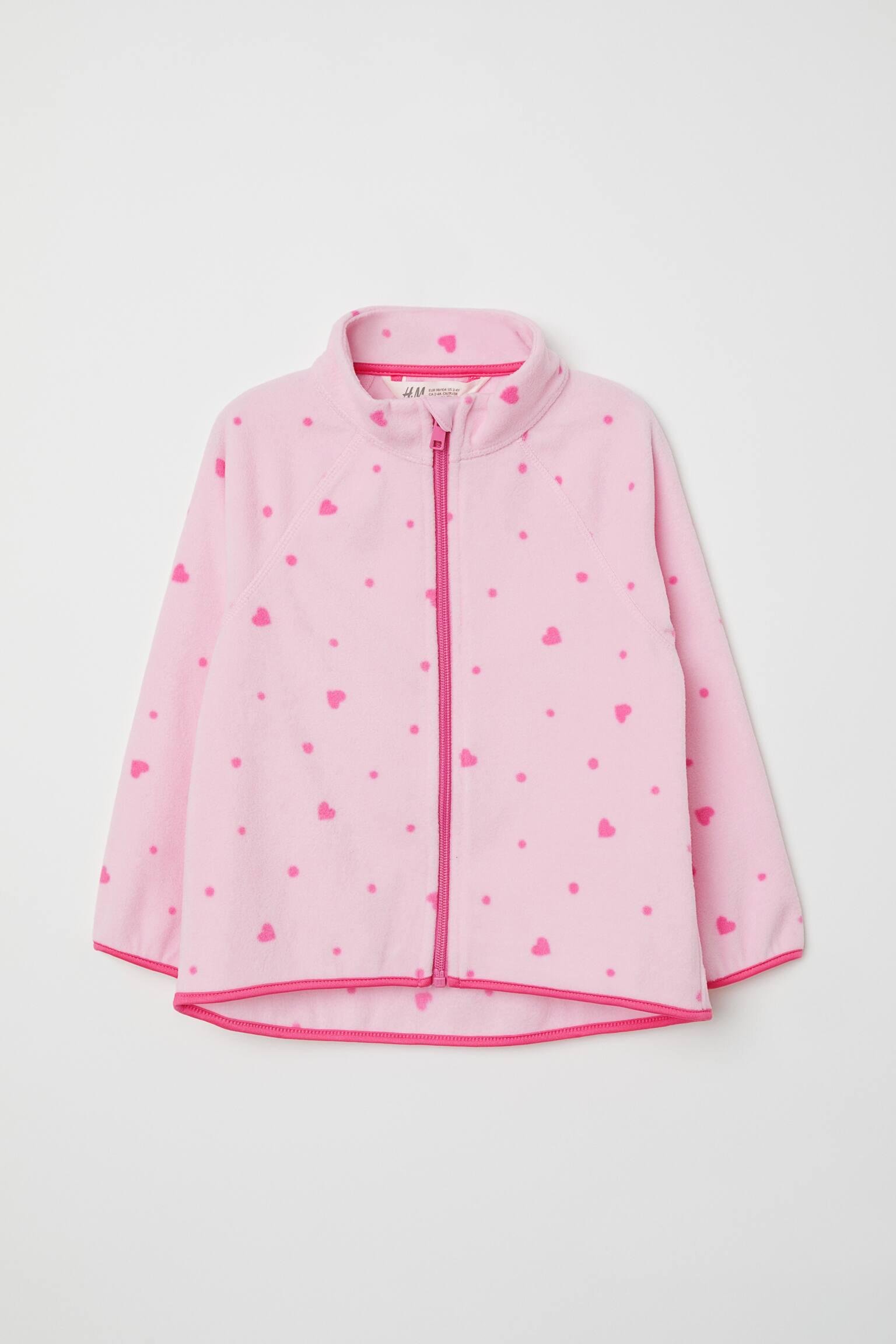 Худі на блискавці для дівчинки H&amp;M фліс 122-128 см Рожевий (685508004)