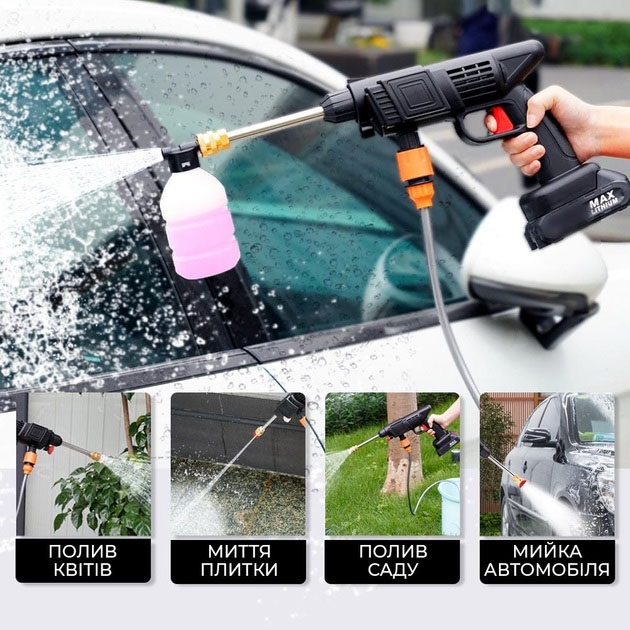 Мойка высокого давления UKC 6606 портативная аккумуляторная 2000 mAh x 2 (23678530) - фото 5 Мойка высокого давления UKC 6606 портативная аккумуляторная 2000 mAh x 2 (23678530) - фото 5