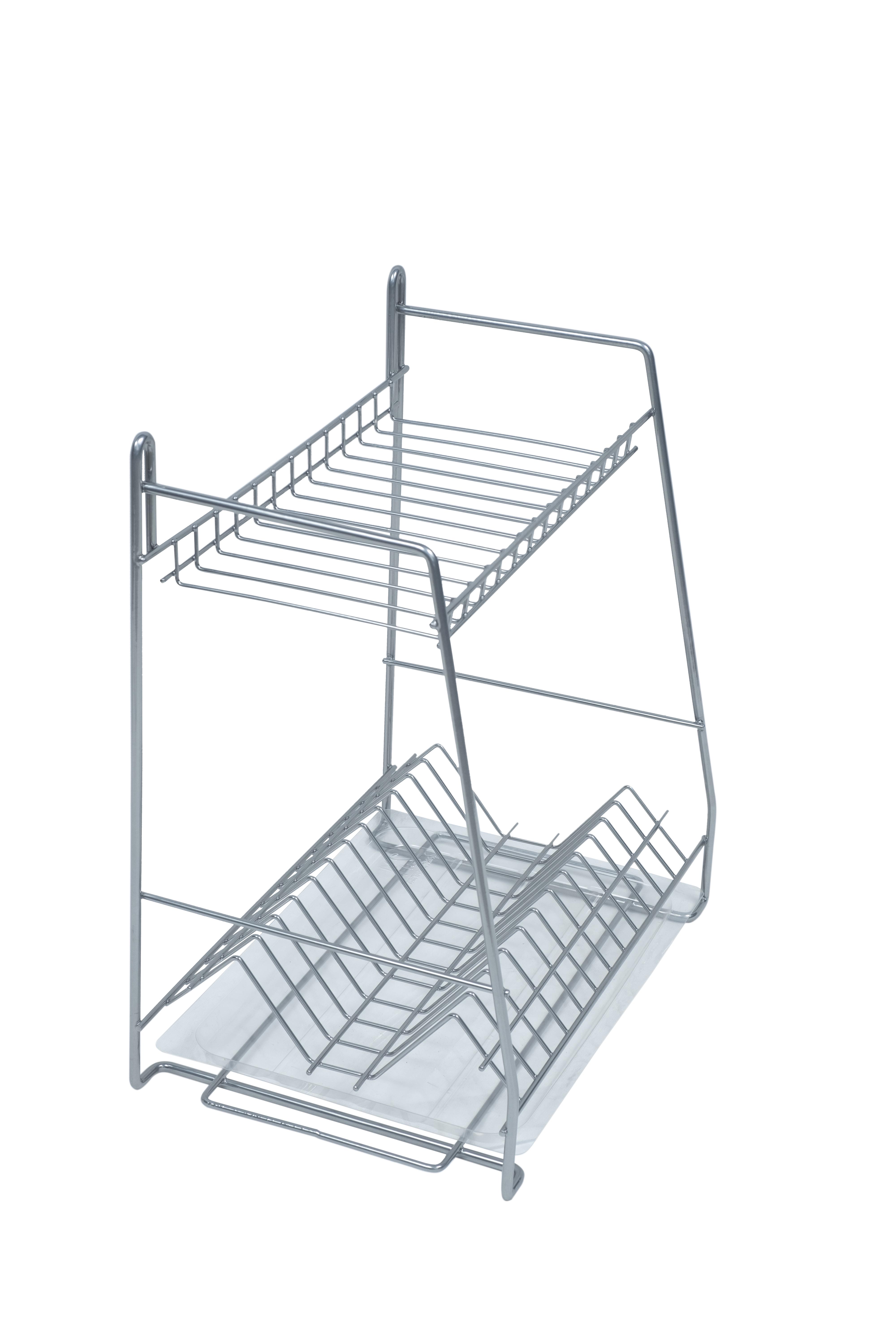 Сушарка для посуду двоярусна Метал-Стиль з кріпленням на стіну Хром (СТ24222)