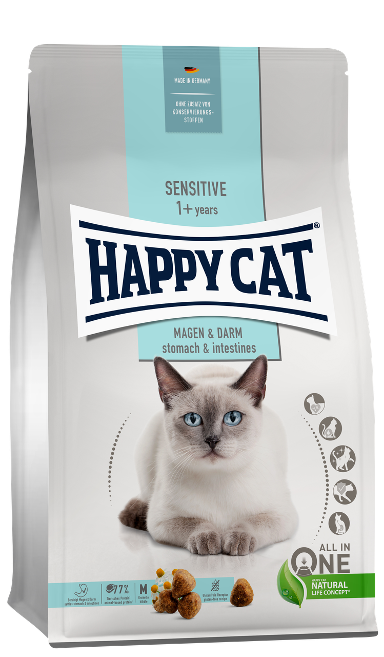 Сухой корм для взрослых кошек Happy Cat Sens Magen&Darm с уткой и рисом 4кг (70597)