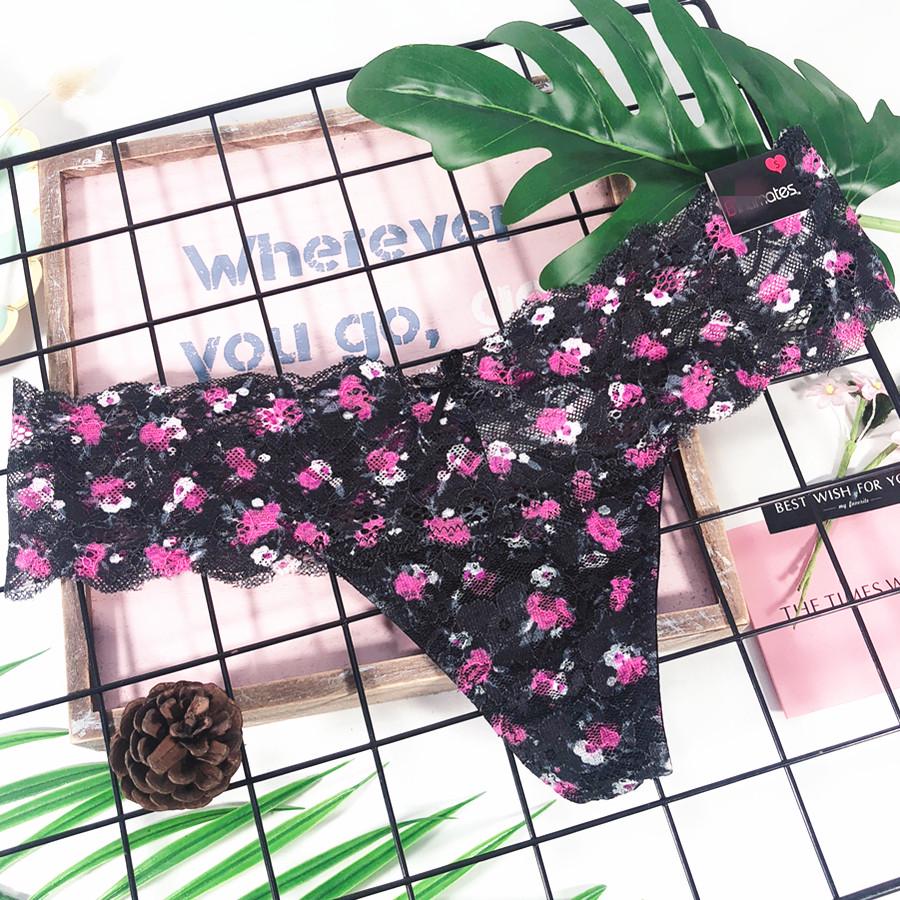 Трусики-стринги кружевные B Intimates с цветочным принтом M Черный (23-39-1402-M)