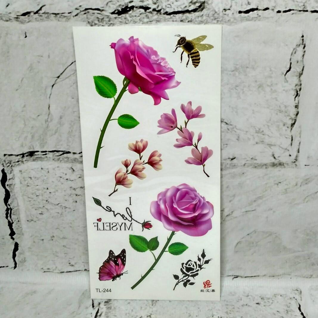 Тату временные Цветы лист 9x19 см (TL-244)