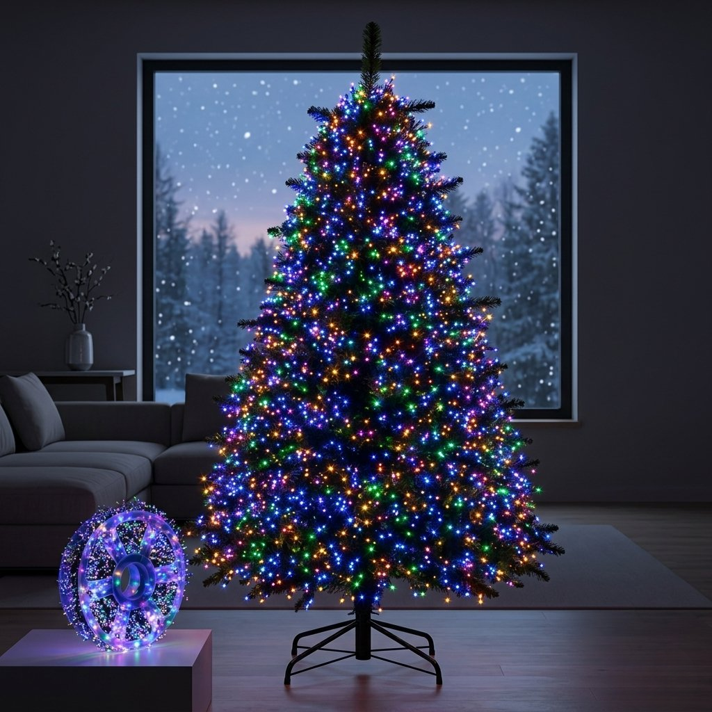Гирлянда нить светодиодная Роса Хвойная лапа сетевая комнатная 50 м 1000 LED нить зеленая цвет света Разноцветный (D1000L50MGML)