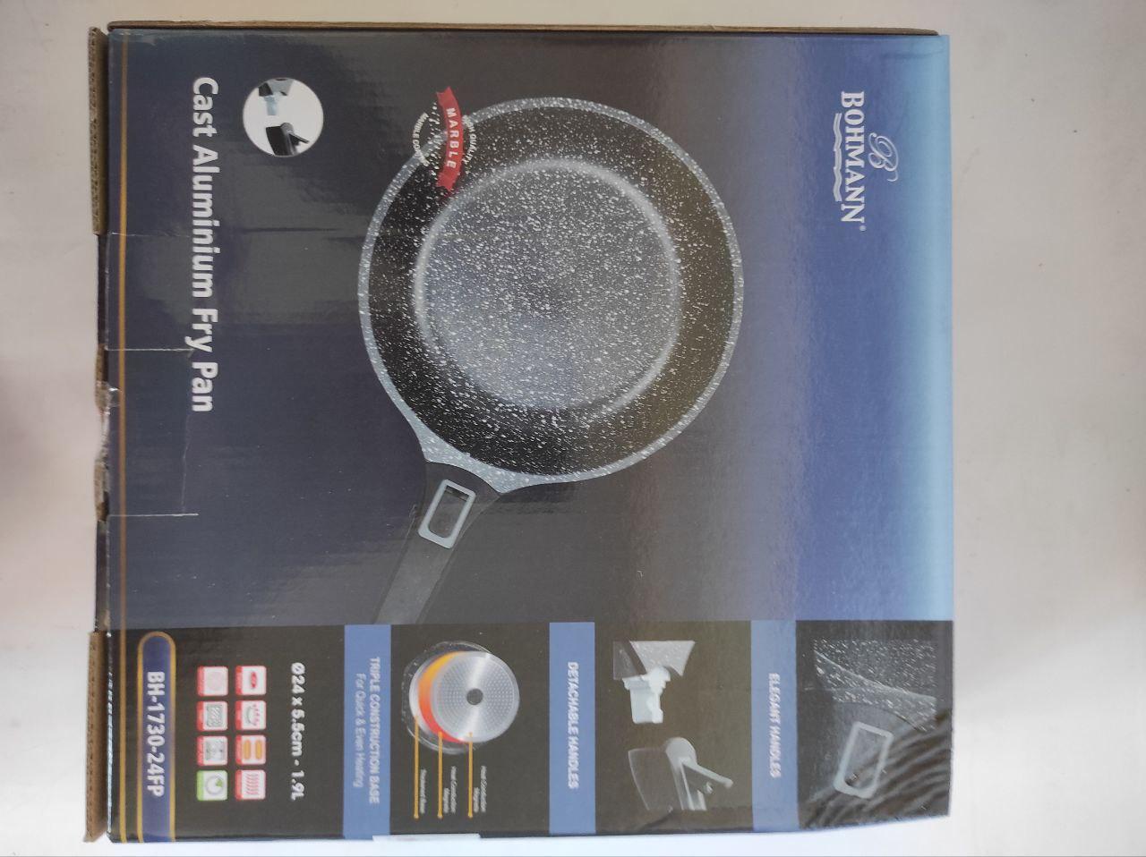 Сковорода зі знімною ручкою/скляною кришкою Bohmann для духовки з антипригарним мармуром 24 см (BH 1730-24 FP) - фото 4 Сковорода зі знімною ручкою/скляною кришкою Bohmann для духовки з антипригарним мармуром 24 см (BH 1730-24 FP) - фото 4