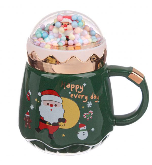 Кружка новогодняя Santa с ложкойкерамика 400 мл Зелёный (414810) Кружка новогодняя Santa с ложкойкерамика 400 мл Зелёный (414810)