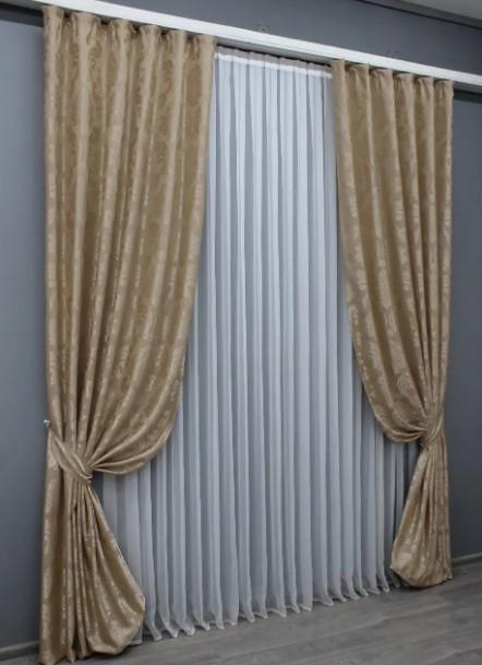 Тканина для штор жакард Ліон Бежевий (531ш) - фото 6