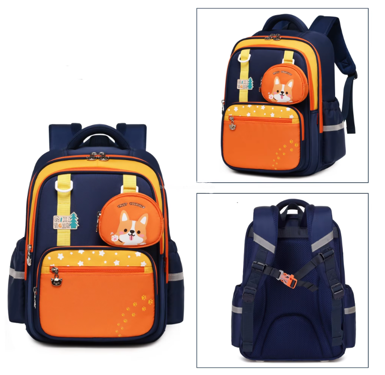 Рюкзак каркасный с ортопедической спинкой в школу с кошельком Синий - фото 2 Рюкзак каркасный с ортопедической спинкой в школу с кошельком Синий - фото 2