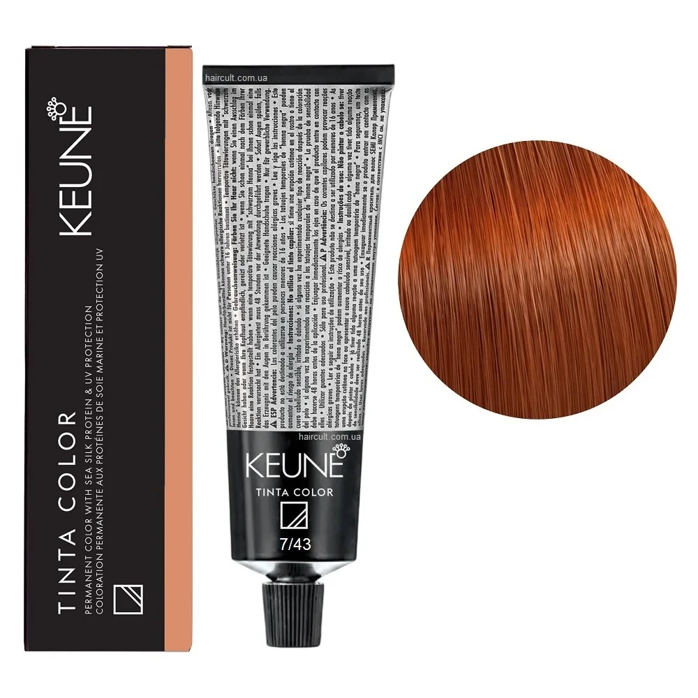 Краска для волос стойкая Keune Tinta Color 7.43 Medium Copper Golden Blonde 60 мл
