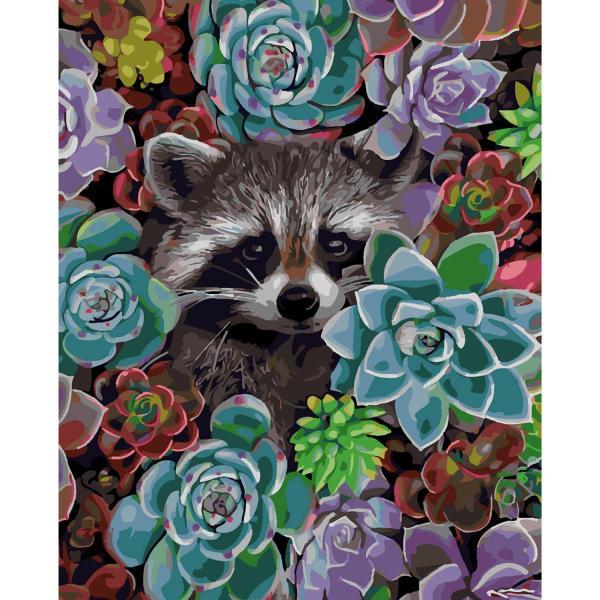Картина за номерами Strateg Тварини Єнотик у квітках 40х50 см в термопакеті (SY6346-mt) Картина за номерами Strateg Тварини Єнотик у квітках 40х50 см в термопакеті (SY6346-mt)