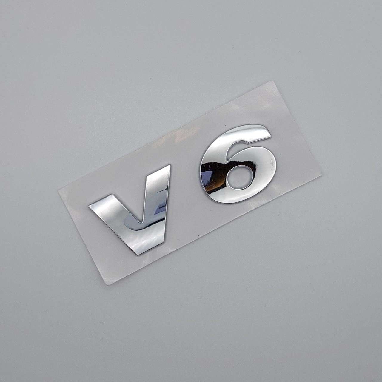 Емблема напис V6 Volkswagen ABS 6,5х2,5 см Хром глянцевий (1726066546)