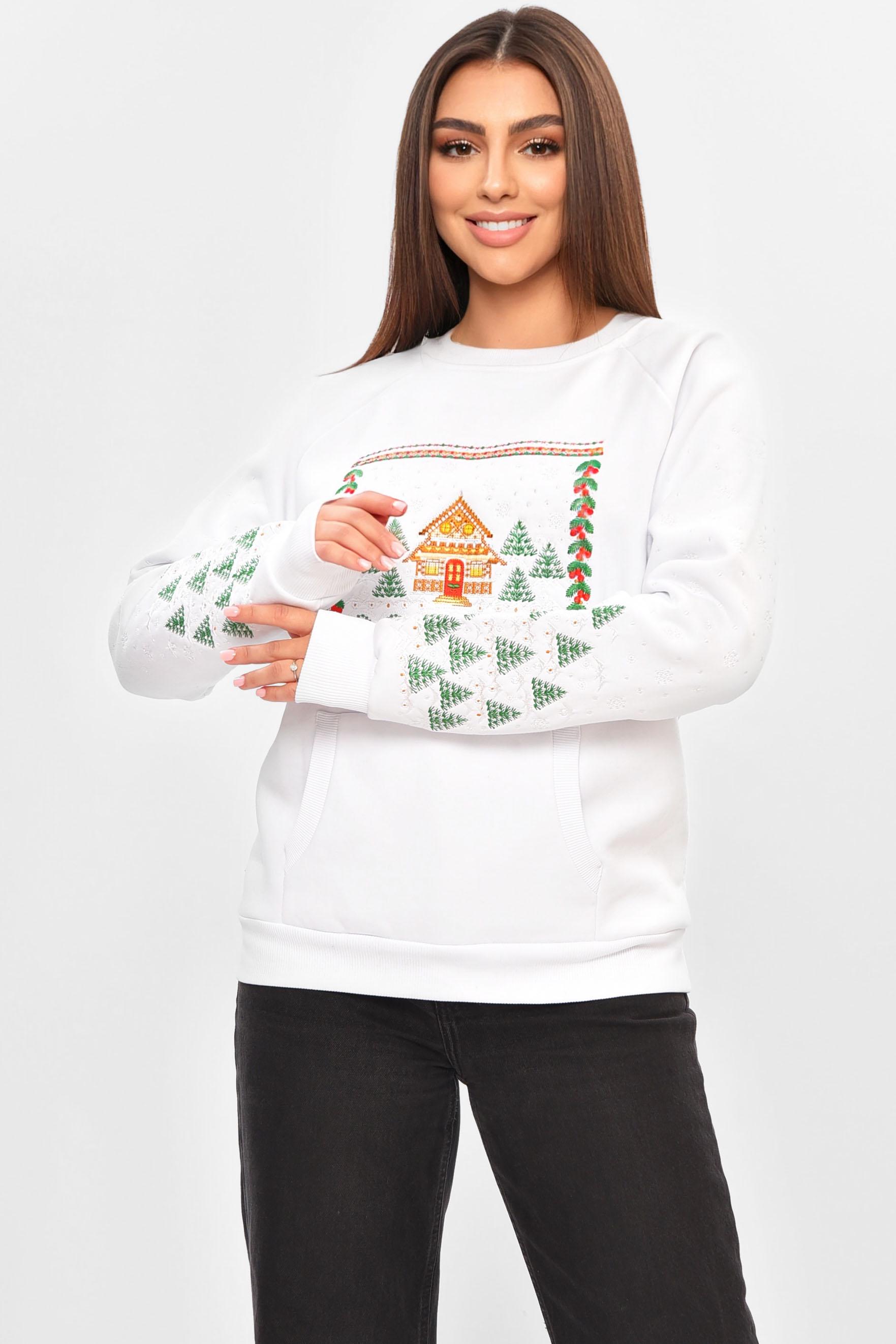 Світшот жіночий 173076 на флісі L Білий