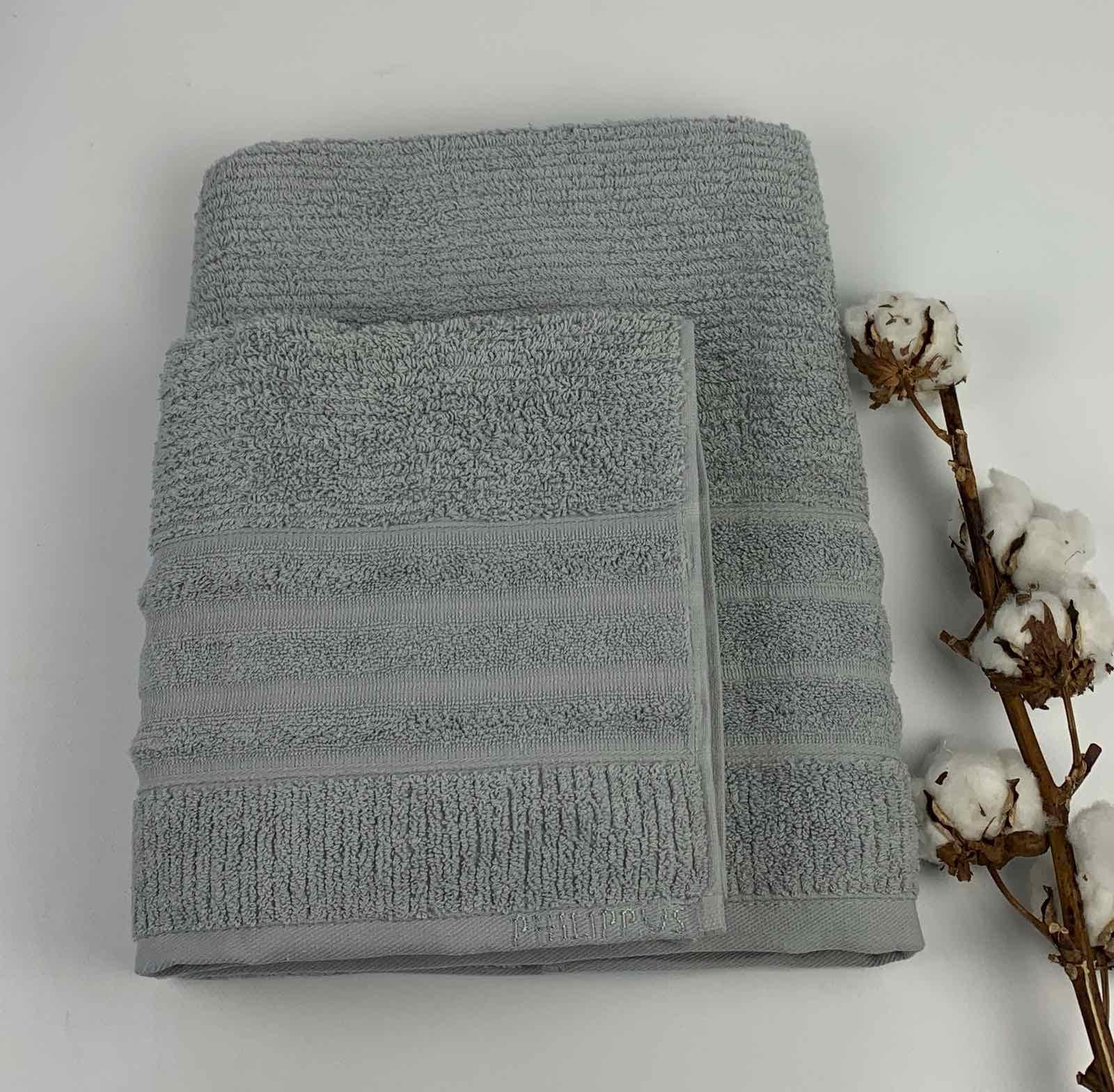 Набор полотенец Philippus Delux Cotton Sicilya A144 в фирменной коробке 2 шт. 70x140 см Серый (CN31251)