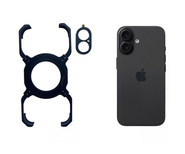 Чехол Metal Bamper with Ring для iPhone 16 с защитой на камеру Серебряный