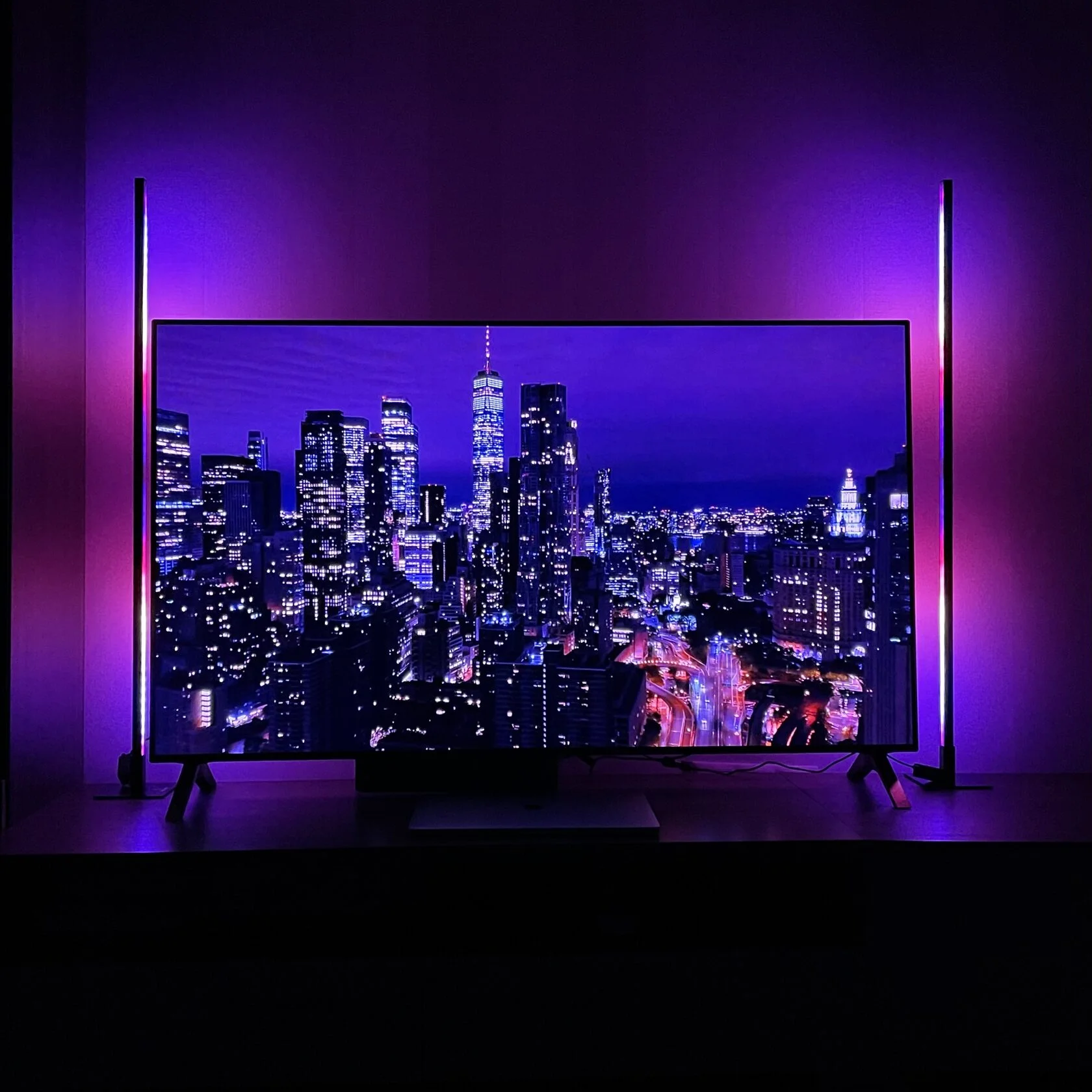 Лампа-торшер Square Middle id000003 напольный от телефона с RGB цветным светом 100 см Черный - фото 2