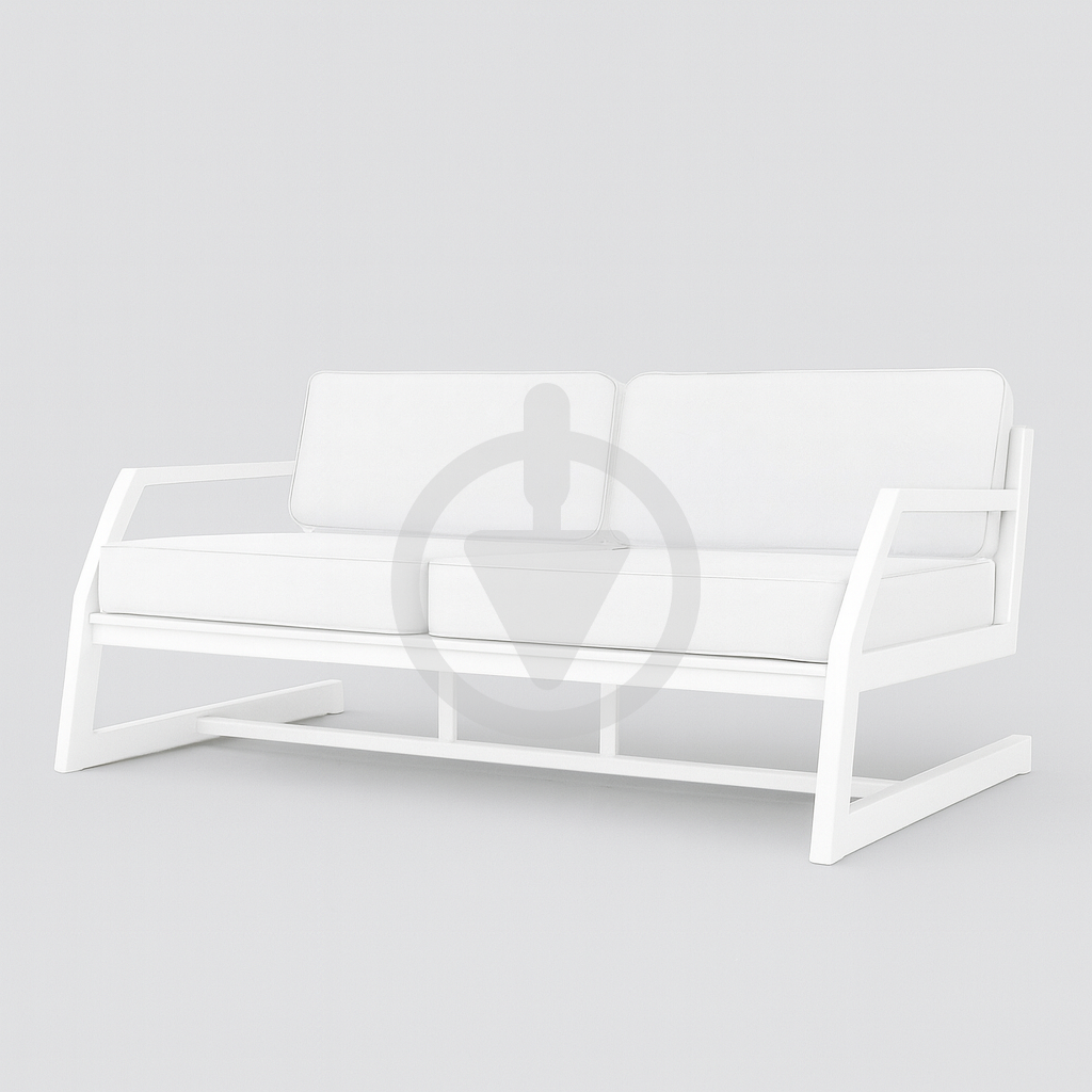 Диван металевий AVVS tech Атлас вуличний лофт рогожка з підлокотниками 126 см Білий/Білий (30222776) - фото 1