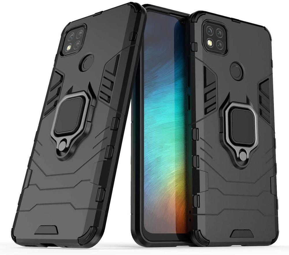 Противоударный чехол Xiaomi Redmi 10A (подставка кольцо) Black (29708-2B)