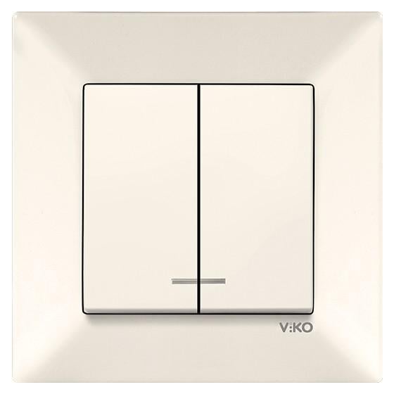 Выключатель двухклавишный с подсветкой VIKO Meridian Кремовый (90970250-WH)