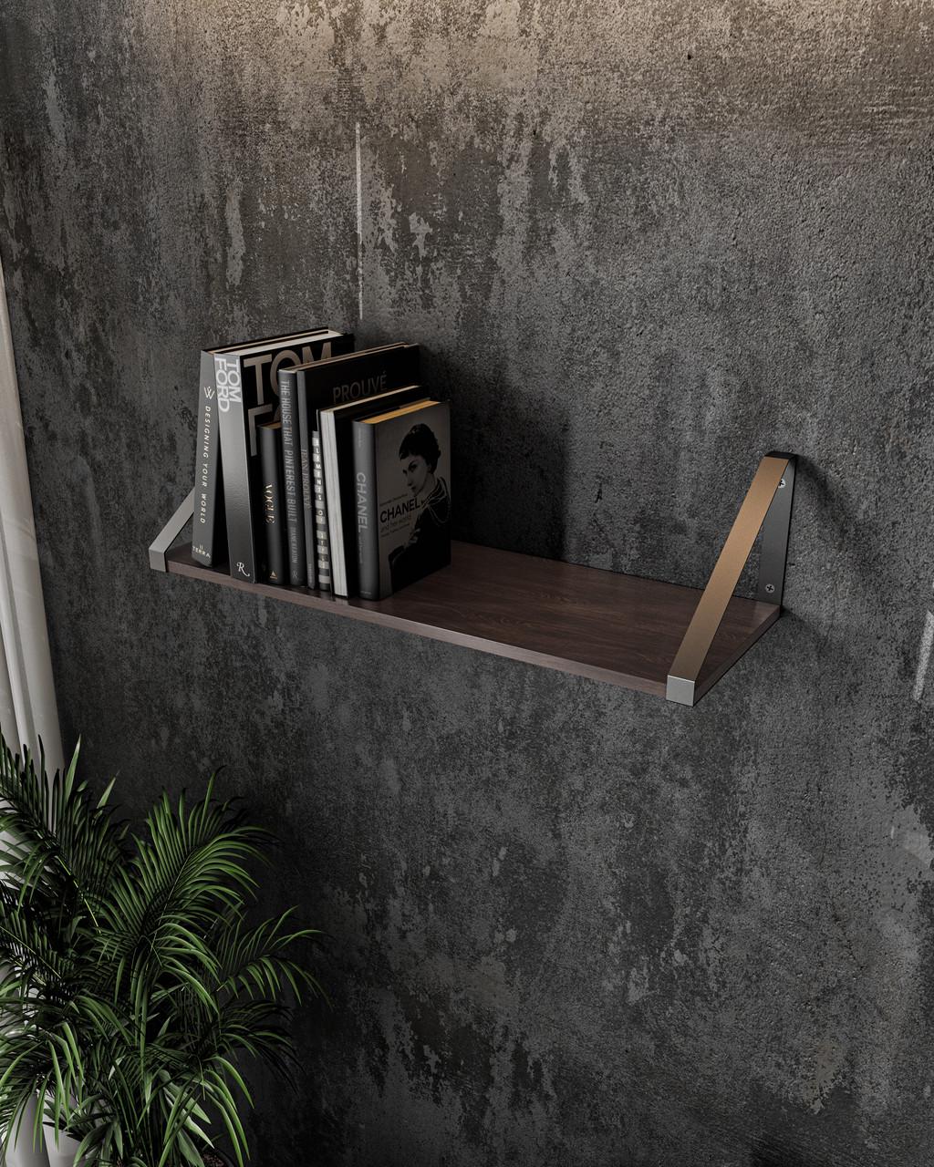 Полка для книг и декора Moreli XT-28 Bl в стиле лофт 800x210x290 мм Черный/Венге магия (mo-xt28-black-venge)