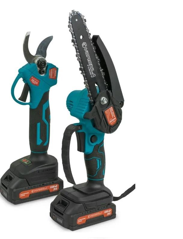 Мини-пила VORSKLA ПМЗ 153/20 с секатором ПМЗ 2/20 и удлинителем VS2500 1,6-2,5 м с 2 аккумуляторами/зарядным устройством в кейсе - фото 7