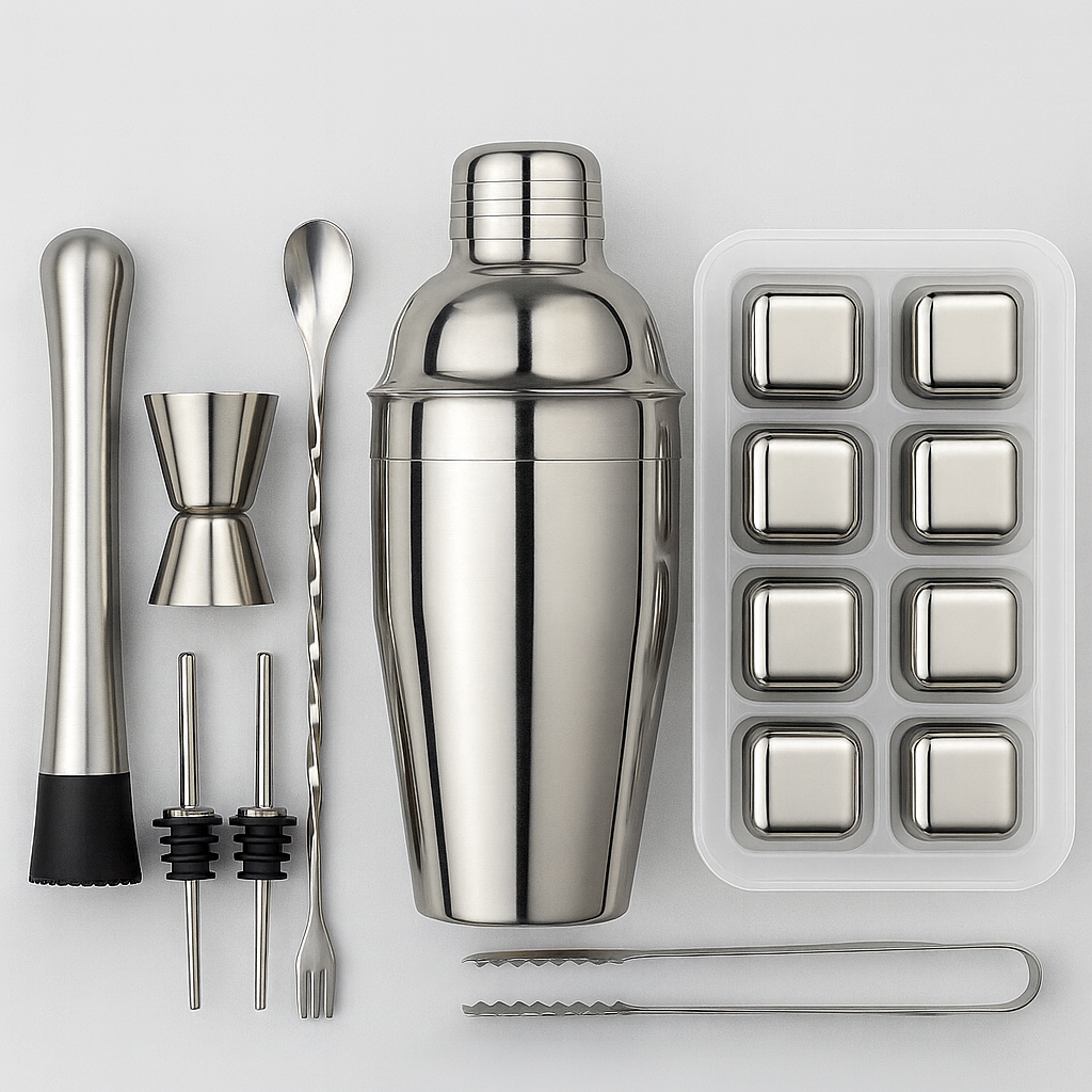 Набор барных аксессуаров 6в1 с шейкером 550 мл и набором металлических камней (2700535554)