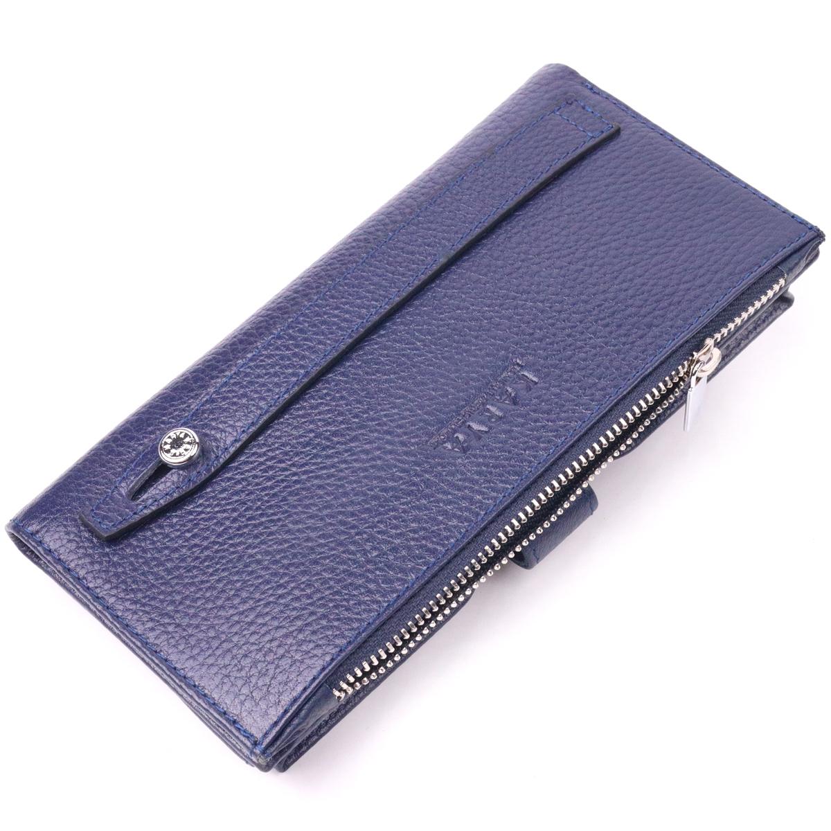 Бумажник вертикальный Karya Men Wallet 21423 из натуральной кожи Синий - фото 2