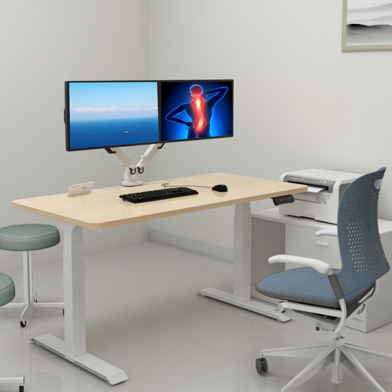 Кронштейн настольно-поворотный FlexiSpot DL2 для двух мониторов от 17 до 32" Белый - фото 7 Кронштейн настольно-поворотный FlexiSpot DL2 для двух мониторов от 17 до 32" Белый - фото 7