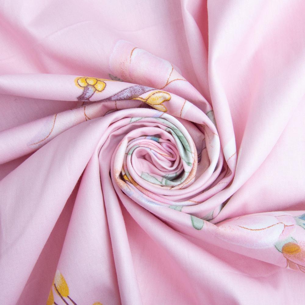 Ткань хлопок сатин для постельного белья ВТ-369А жасмин 120 гр/м2 Розовый (26120)