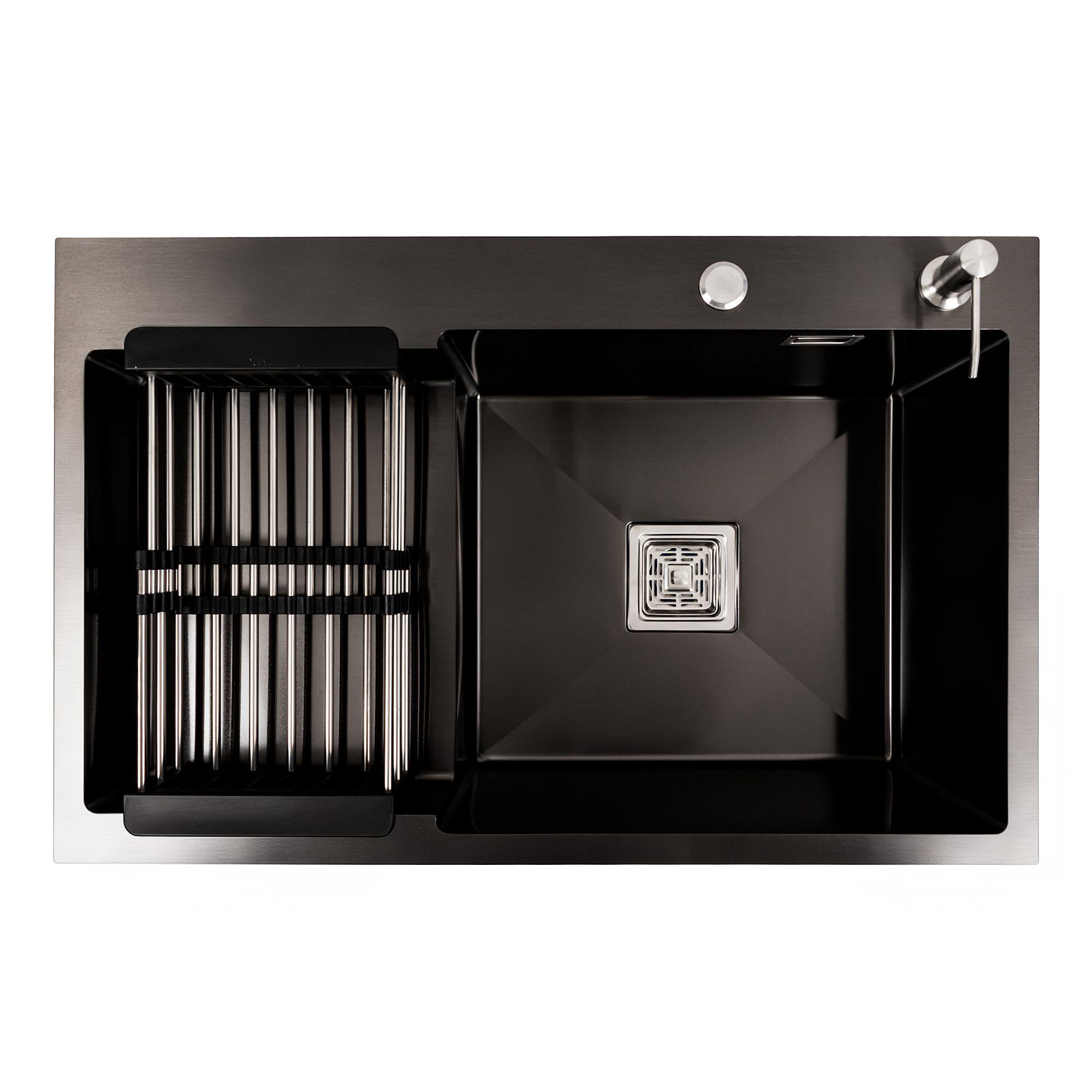 Мойка кухонная Platinum Handmade 78х50С R PVD 3,0/1,0 мм Черный