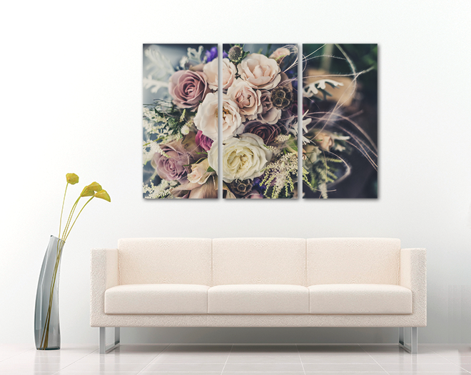 Модульная картина KIL Art Волшебный букет из трех частей 128x81 см (M3_L_143)