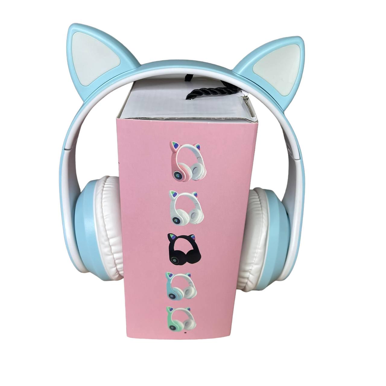 Наушники детские Cat Ear В39М подсветка/FM-радио/MicroSD/Bluetooth Голубой - фото 2