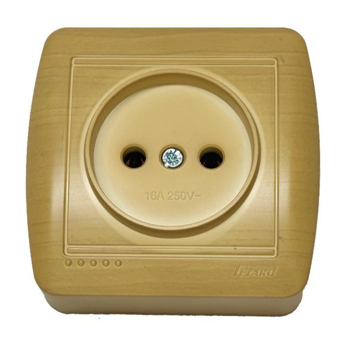 Розетка накладная одинарная без заземления Lezard Demet IP20 Клен (00000000682)