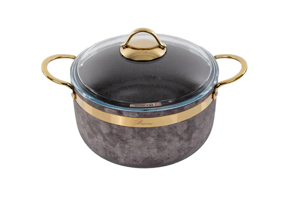 Каструля антипригарна Brioni Royal Stone Sandstone Gold 24 см 5 л - фото 1 Каструля антипригарна Brioni Royal Stone Sandstone Gold 24 см 5 л - фото 1