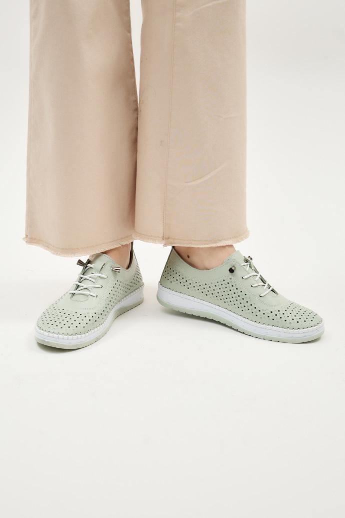 Мокасины женские Anna Lucci кожаные р. 37 Зеленый (194786) - фото 3