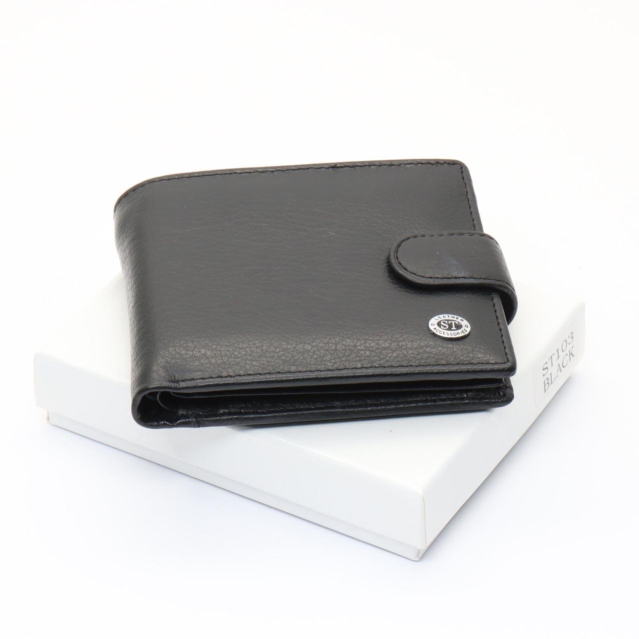 Портмоне мужское портмоне ST Leather из натуральной кожи с фиксацией Черный (ST103) - фото 2 Портмоне мужское портмоне ST Leather из натуральной кожи с фиксацией Черный (ST103) - фото 2