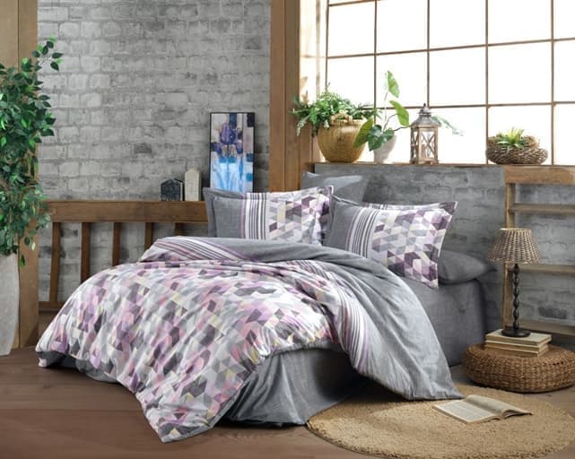 Комплект постільної білизни Hobby Poplin Arella 200x220/50x70 см 2 шт. Бузковий