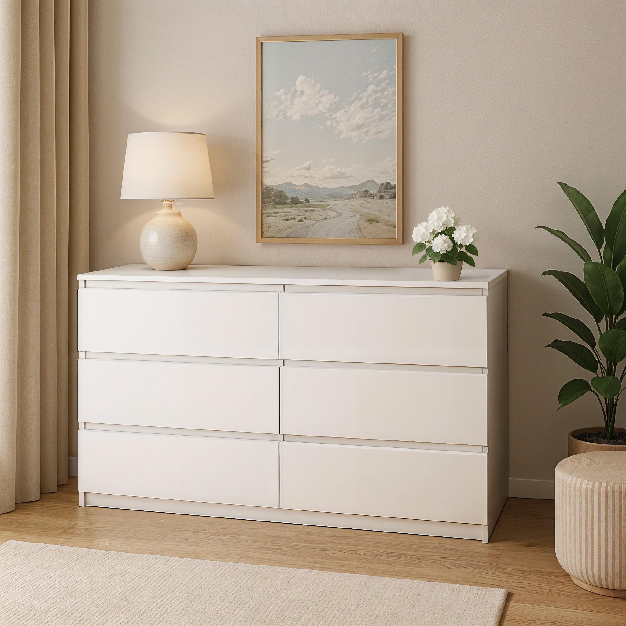 Комод на 6 шухляд без ручок Kvatro 130 1300х400х750 мм Білий - фото 1