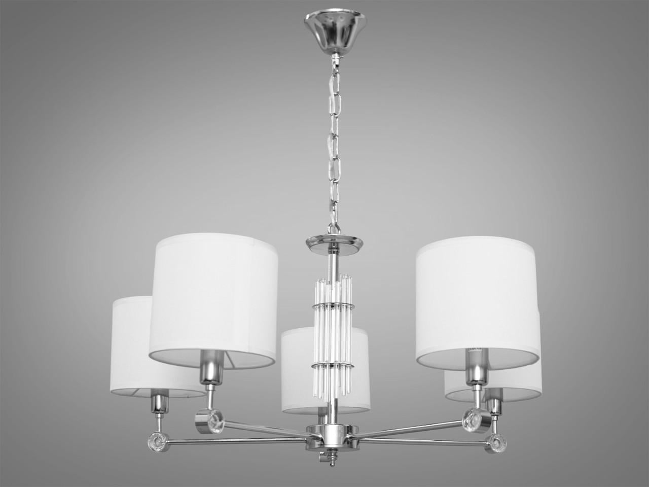 Люстра с абажурами на 5 ламп в спальню 1010-5HR-LS Хром (1794449596) Люстра с абажурами на 5 ламп в спальню 1010-5HR-LS Хром (1794449596)