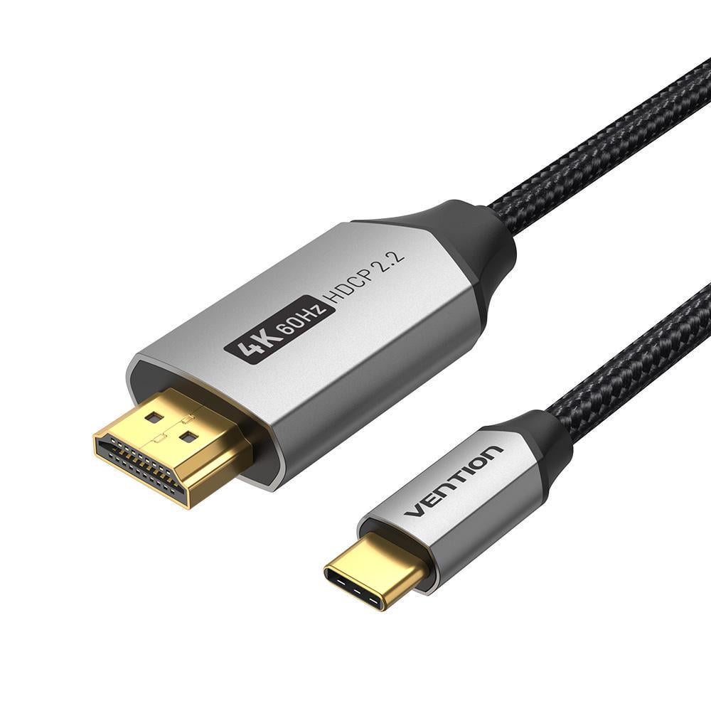 Кабель Vention Type-C-HDMI 4K 60Hz HDCP 2.2 видеоконвертер USB-C на HDMI 2.0 Thunderbolt 3 1 м Черный (CRBBF)
