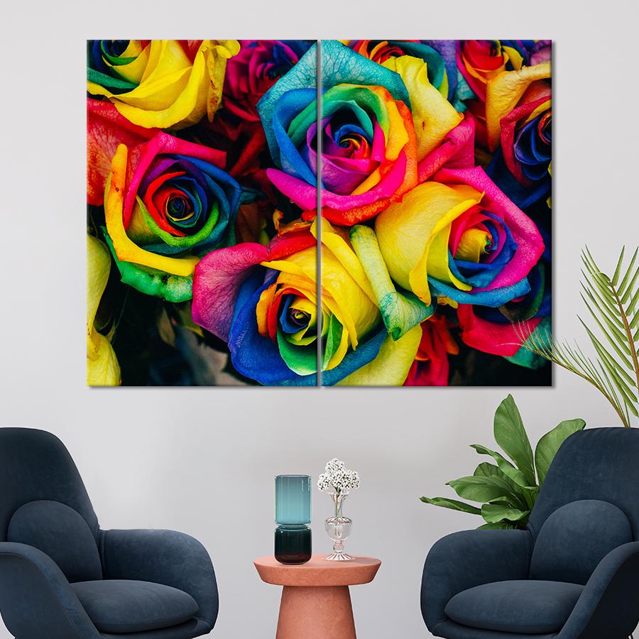 Картина цветы и растения Разноцветные розы 165x122 см (A990-2)