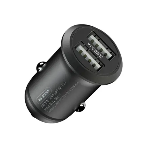 Зарядное устройство для автомобильного WK WP-C20 3,1 А 2 USB Черный (6941027604533)