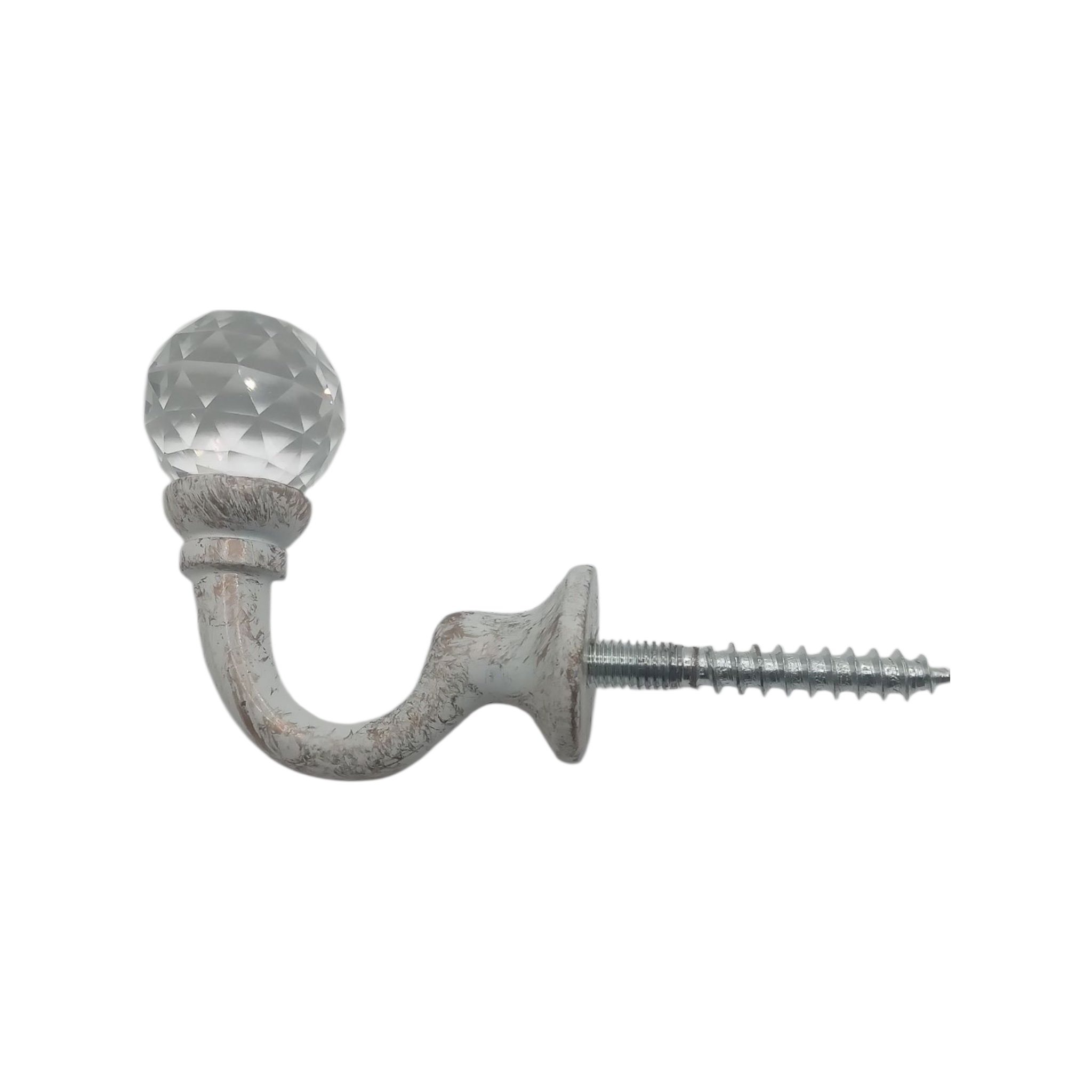 Гачок металевий з кристалом 35х35 мм Біле золото