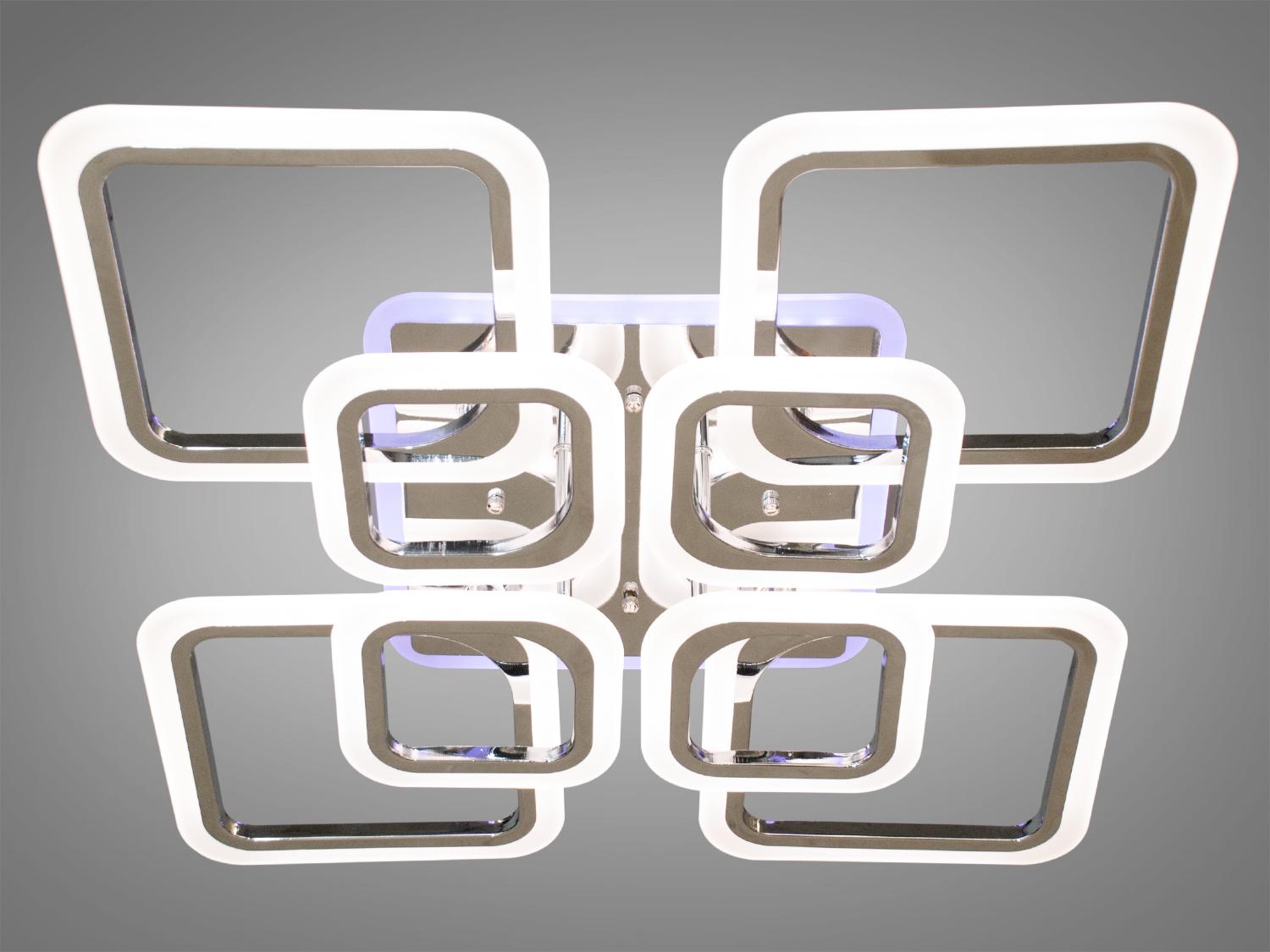 Люстра стельова LED підсвічування/димер/пульт 145W Хром (A8060/4+4HR 3col dim) - фото 2 Люстра стельова LED підсвічування/димер/пульт 145W Хром (A8060/4+4HR 3col dim) - фото 2