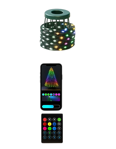 Гірлянда кінський хвіст на ялинку UKC 200 LED/10 ліній керування телефоном та пультом USB 2 м Зелений провід (10118)