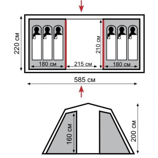 Палатка Tramp Brest 6 V2 шестиместная туристическая 585 х 220 х 160/200 см (TRT-083) - фото 8