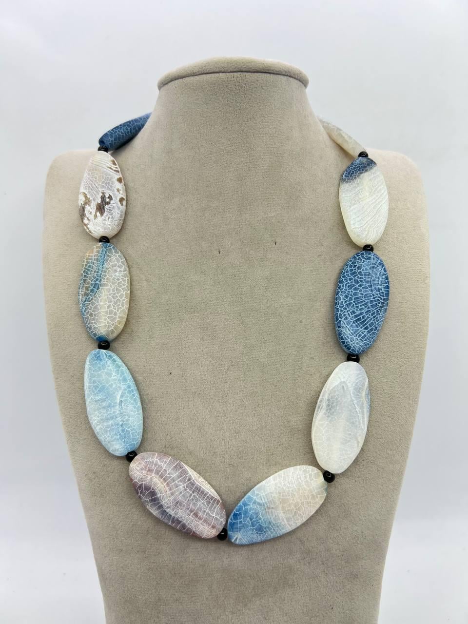 Бусы агат 46 см Голубой (11730)