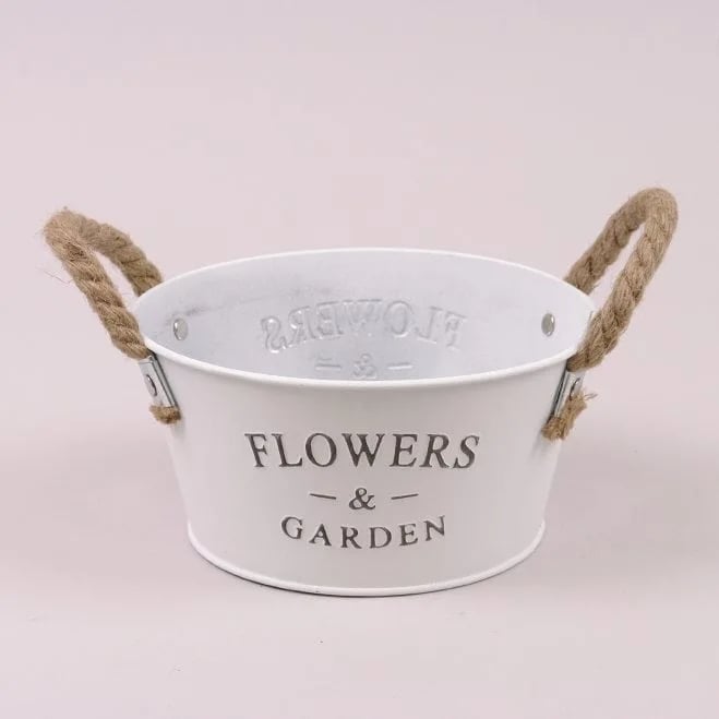Кашпо металлическое с ручками Flora Flowers & Garden (37707)