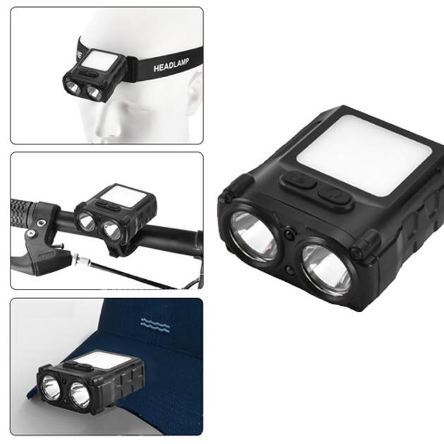 Ліхтар налобний Bailong SH-T808-2XPE-20SMD датчик руху White/Red (tf5366) - фото 4