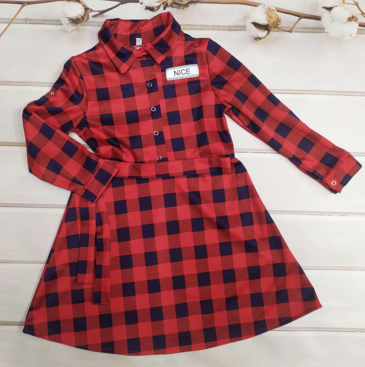 Платье детское PumPoni Вера в клетку с юбкою фатин 140 см Красный (0134540/140) - фото 2