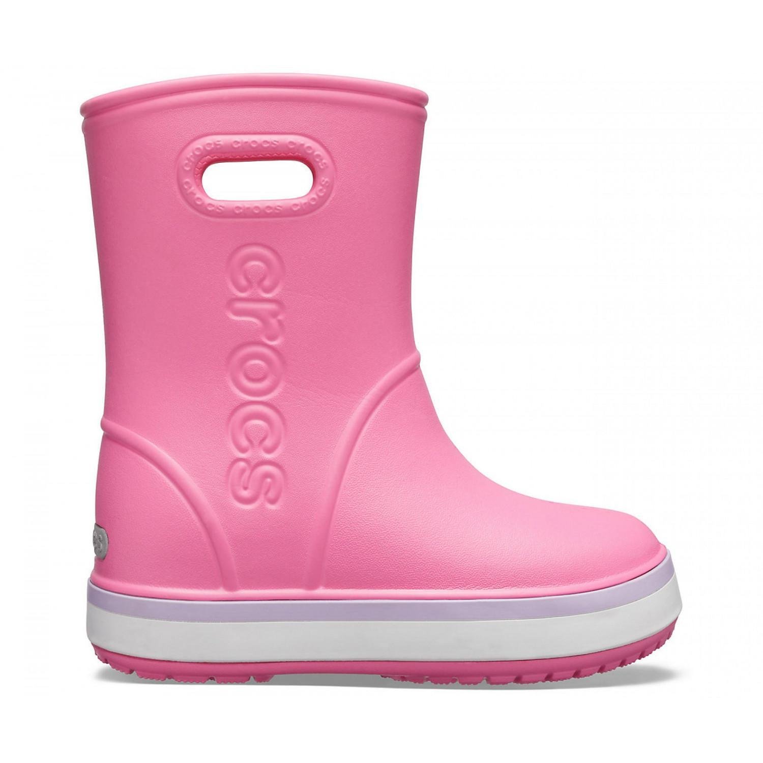 Чоботи дитячі гумові Crocs Kids Crocband Rain Boot р. 12/29 18,5 см Pink Lemonade/Lavender (12279841)